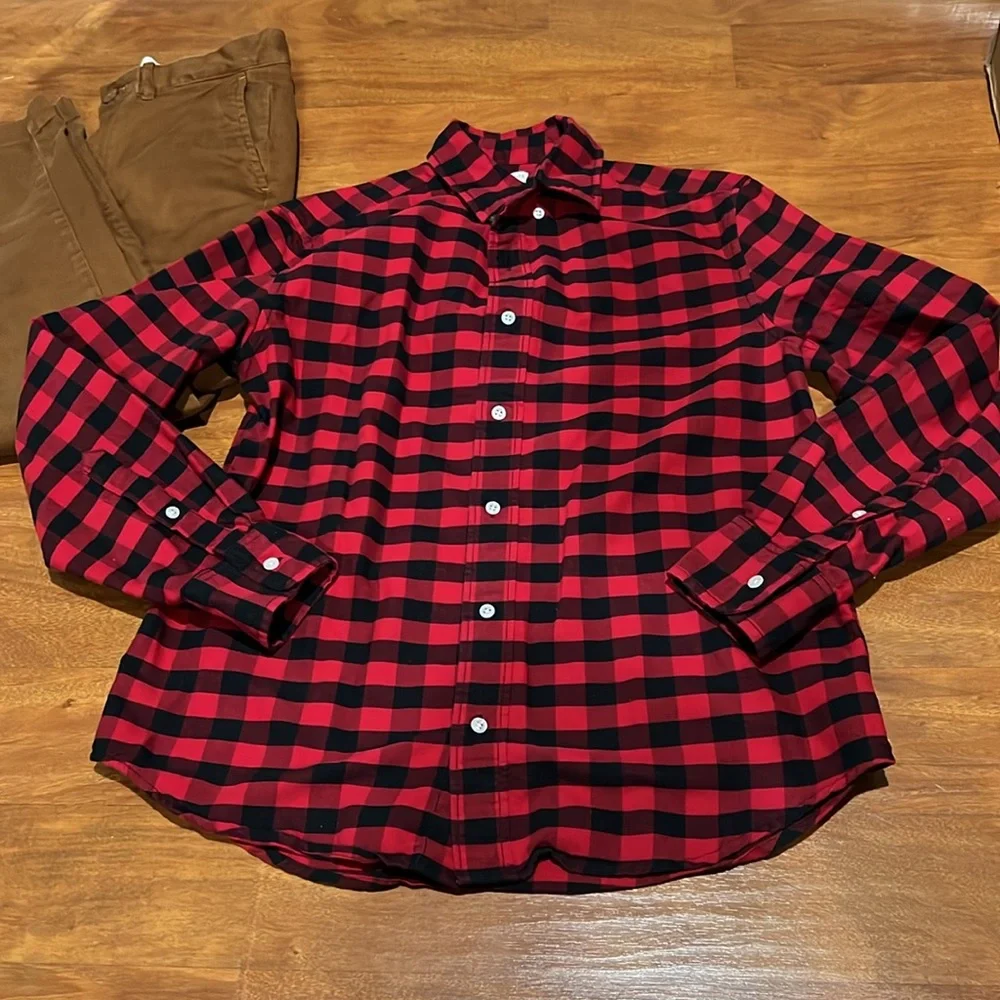 J Crew Crewcuts Buffalo Plaid Cotton Button Down Shirt Long Sleeve - Picture 2 of 5